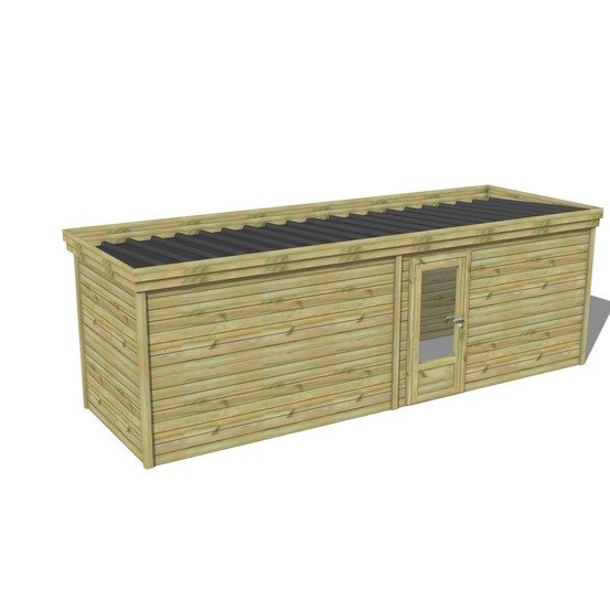 Abri de jardin bois pin traité autoclave 27mm - 7,29x2,14m / 16m2 - bac acier - abri français