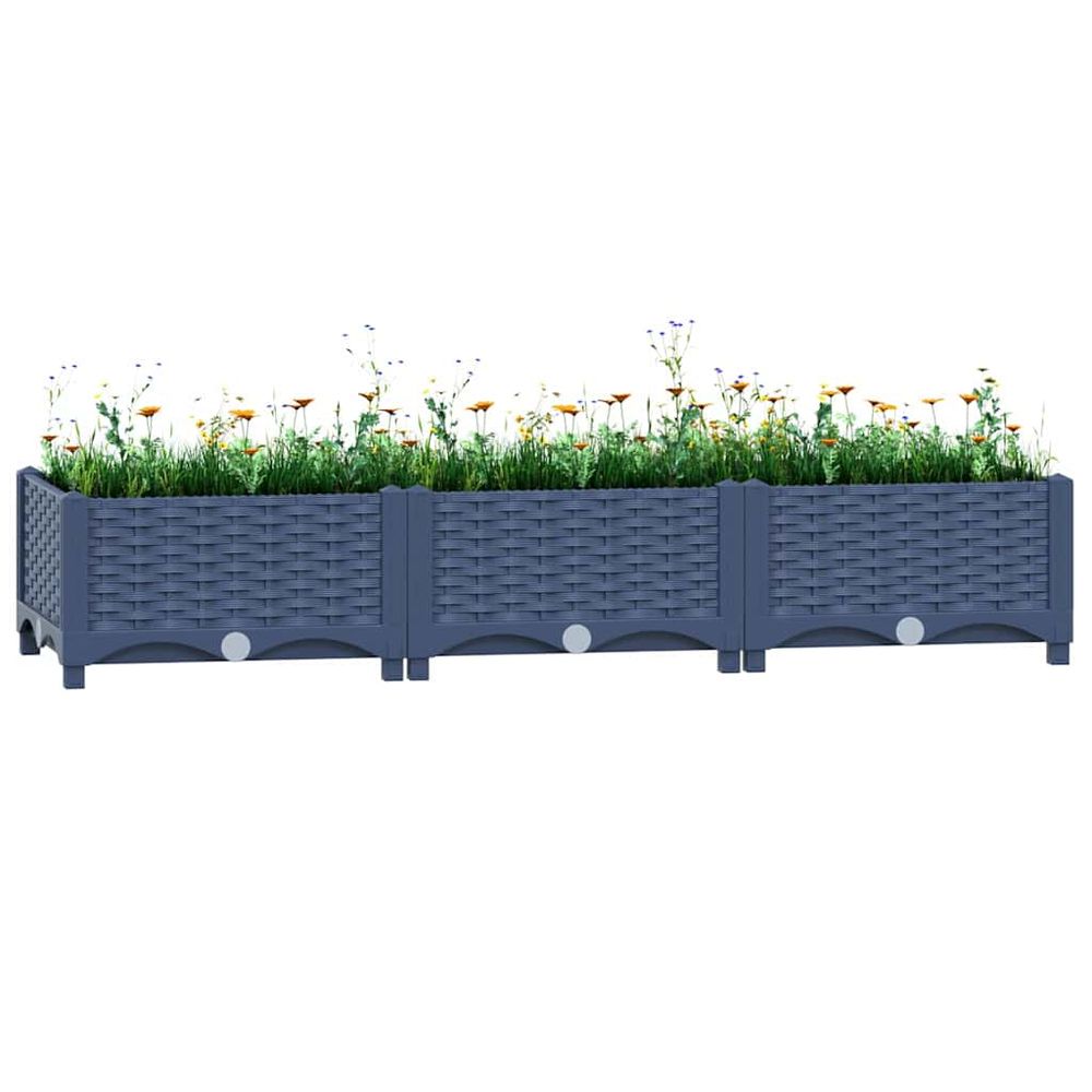 Grande jardinière en polypropylène pour terrasse et jardin gris 120x40cm