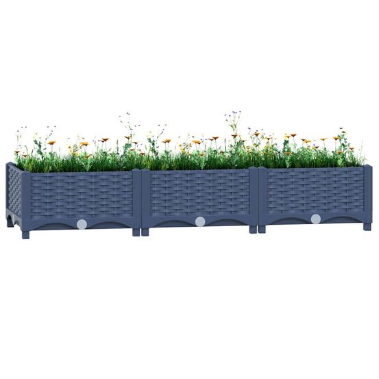 Grande jardinière en polypropylène pour terrasse et jardin gris 120x40cm