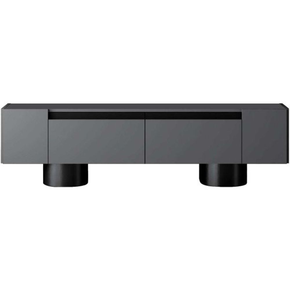 Meuble tv en aggloméré et métal bohem anthracite et noir