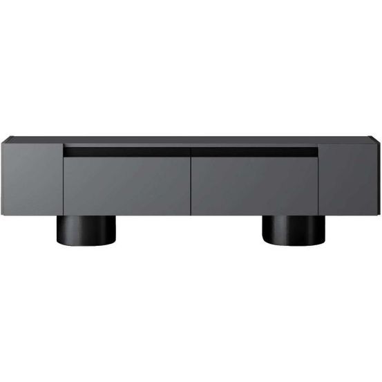 Meuble tv en aggloméré et métal bohem anthracite et noir