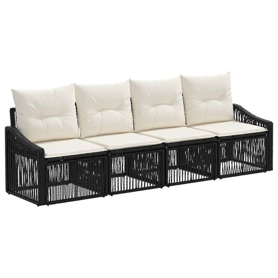Ensemble de canapé de jardin 4 pc noir polyrotin