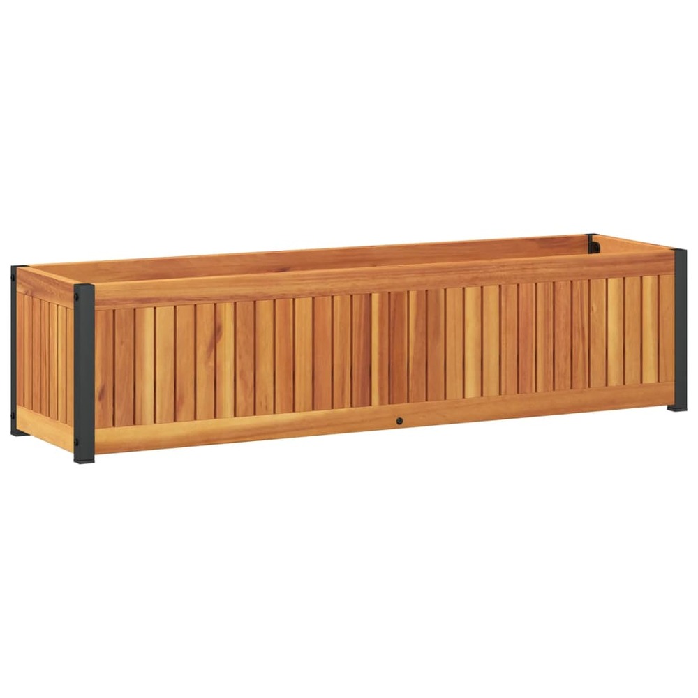 Jardinière 110x30x27,5 cm bois massif d'acacia et acier