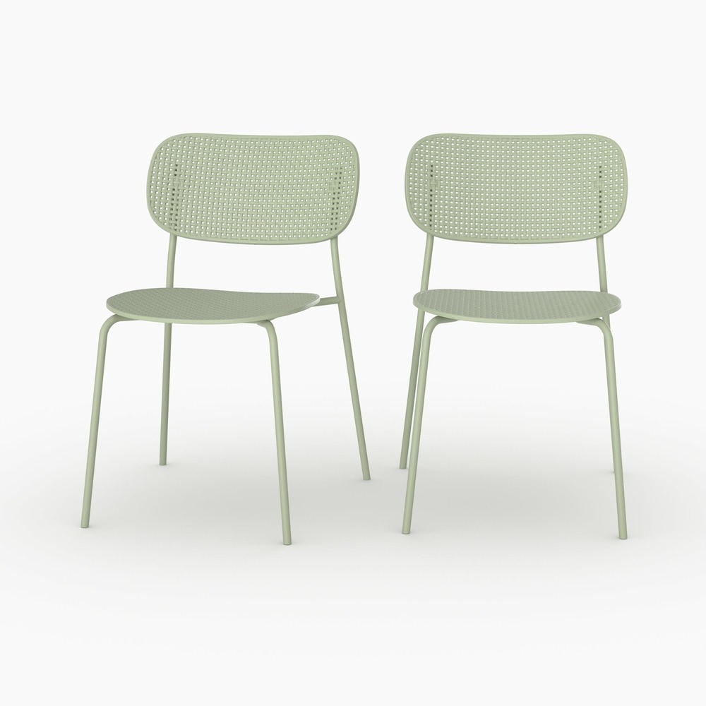 Géa-lot de 2 chaises de jardin empilables géa en plastique vert pastel