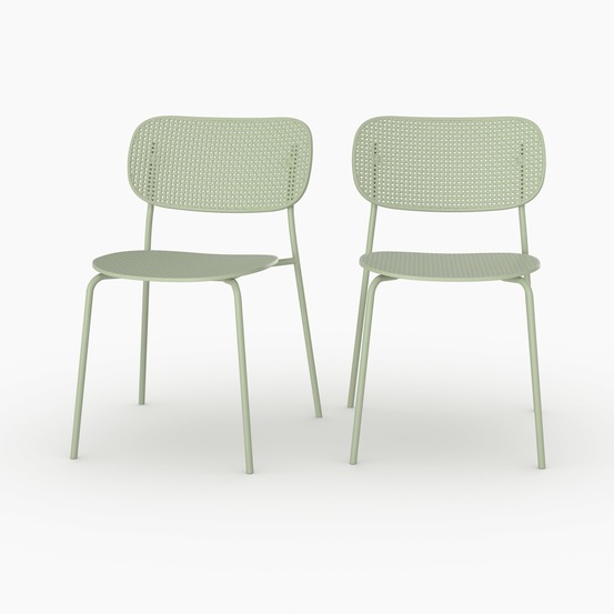 Géa-lot de 2 chaises de jardin empilables en plastique vert pastel