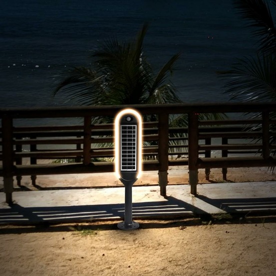 Borne solaire avec détecteur et double module solaire sail 5w blanc chaud