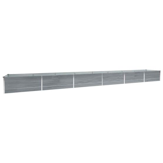 Grand carré potager acier galvanisé pour jardin gris 600x80x45 cm