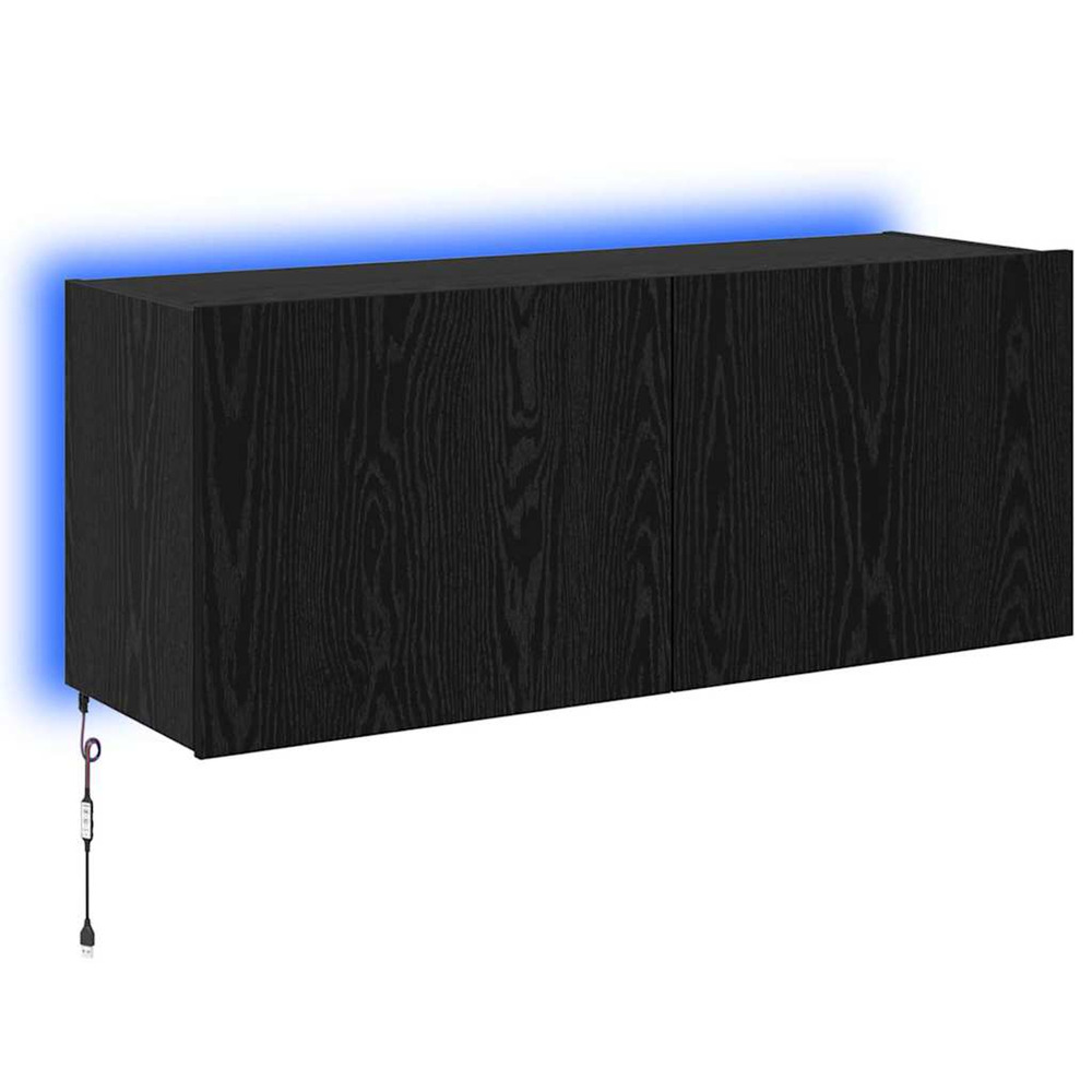 Meuble tv mural chêne noir 100 x 35 x 41 cm bois d'ingénierie