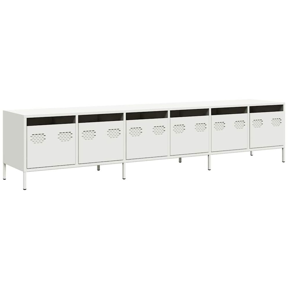 Meuble tv blanc 202x39x43,5 cm acier laminé à froid