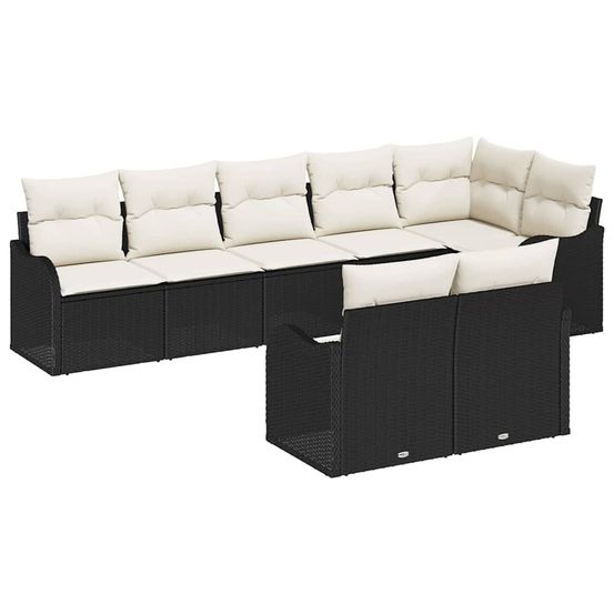 Ensemble de canapé de jardin 8 pc noir et blanc polyrotin