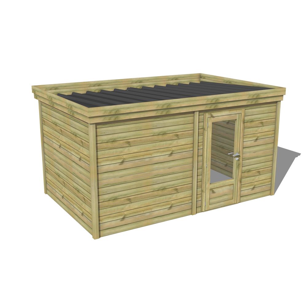 Abri de jardin bois pin traité autoclave 27mm - 4,695x2,64m / 12m2 - bac acier - abri français