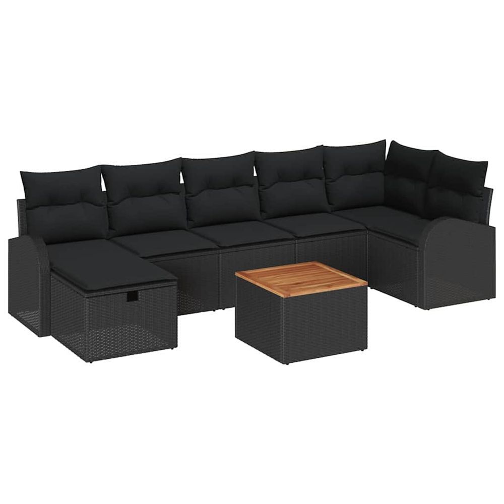 Ensemble de canapé de jardin 8 pc noir poly rotin