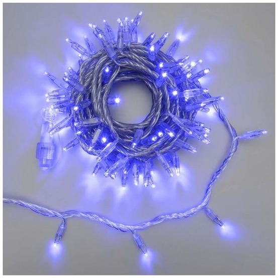 Guirlande lumineuse 10m extensible 96 led bleu 8 programmes cable transparent 24v lotti