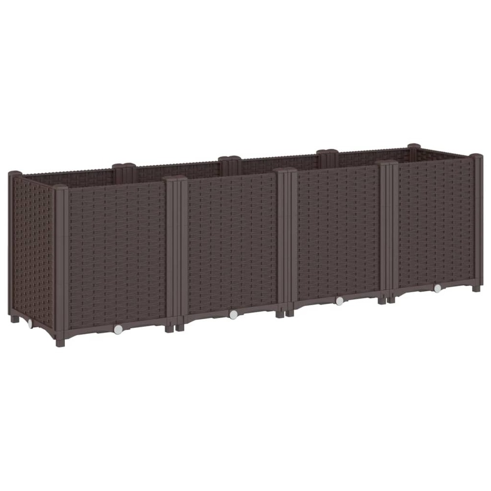 Jardinière bac lit surélevé plantes fleurs terrasse jardin 160 x 40 x 53 cm polypropylène marron