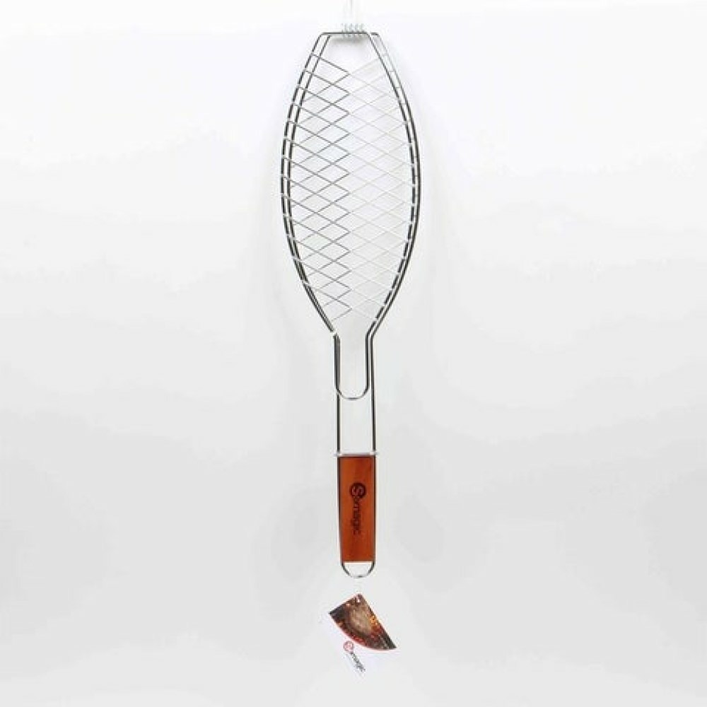 Grille poisson à manche bois l.13,3 x l.55