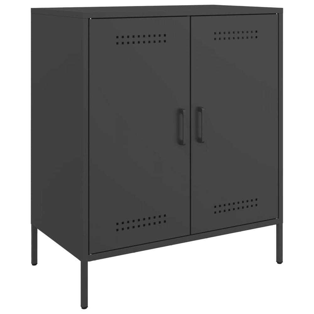 Buffet bahut commode armoire meuble de rangement organisateur cuisine salle de séjour salon 68 x 39 x 79 cm acier noir 02_003