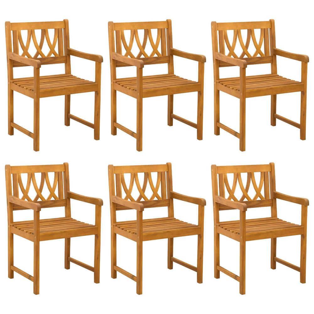 Chaises de jardin 6 pc naturel bois d'acacia massif