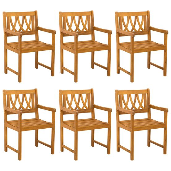 Chaises de jardin 6 pc naturel bois d'acacia massif