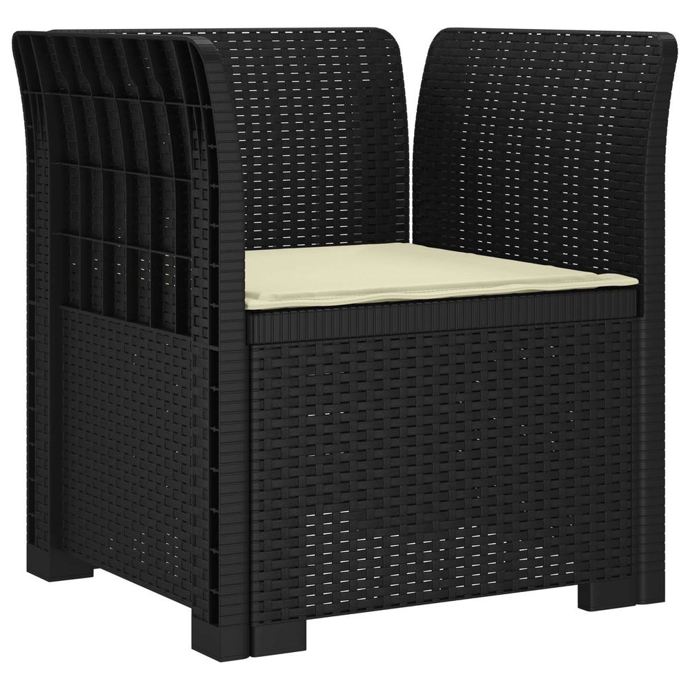Fauteuil 1 place avec coussin look rotin pp anthracite