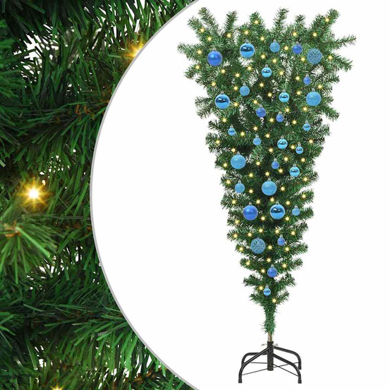 Sapins de noël artificiels pré-éclairés à l'envers avec ensemble de boules