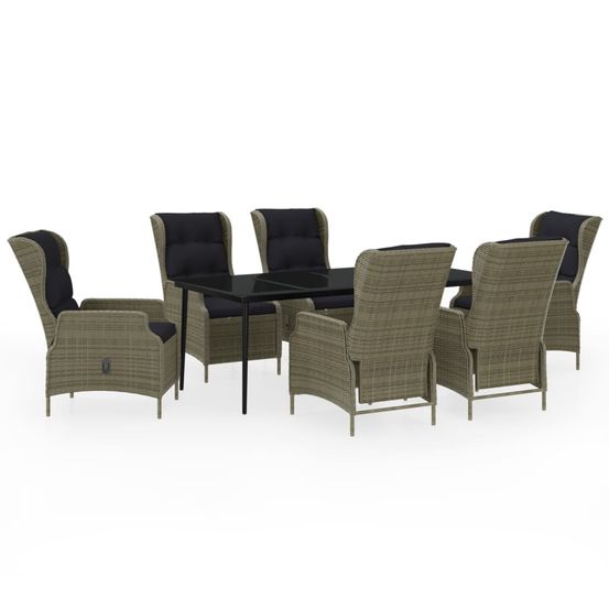 Ensemble à manger de jardin 7 pcs marron