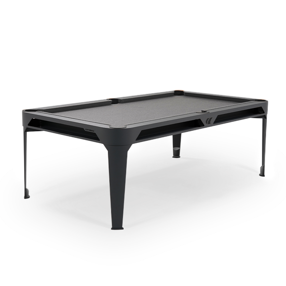 Billard d'extérieur convertible hyphen outdoor noir / tapis gris clair / réceptacles : gris noir