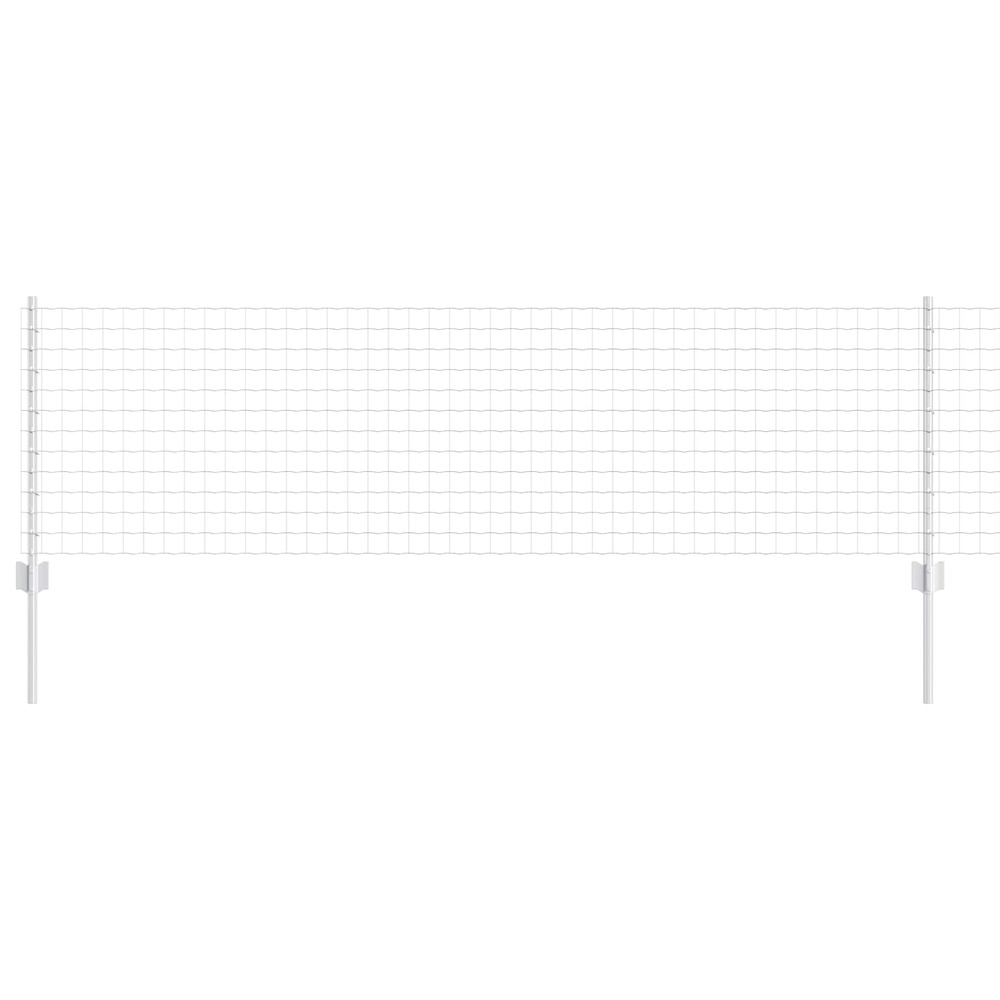 Clôture avec poteau argenté 0,6 x 25 m acier