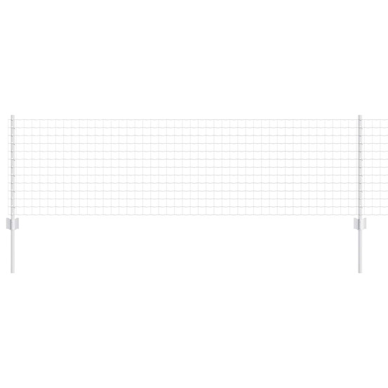 Clôture avec poteau argenté 0,6 x 25 m acier