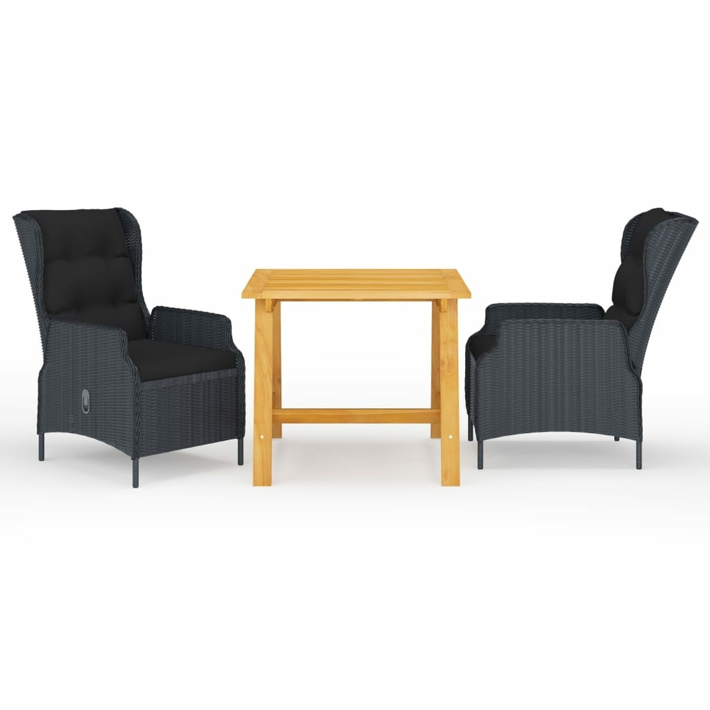 Ensemble de salle à manger de jardin meuble extérieur 3 pièces gris foncé