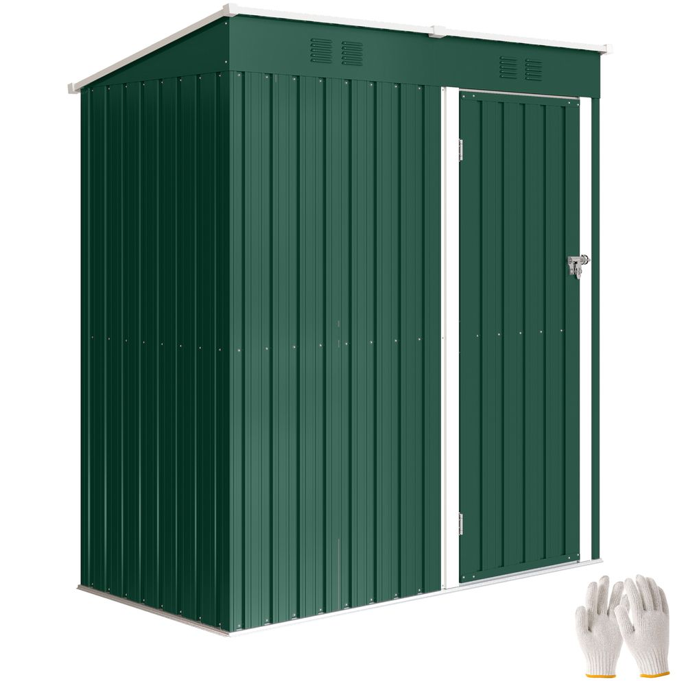 Abri de jardin acier galvanisé 163 x 90 x 179 cm vert 1,37 m² porte verrouillable - comfortxl outdoor living