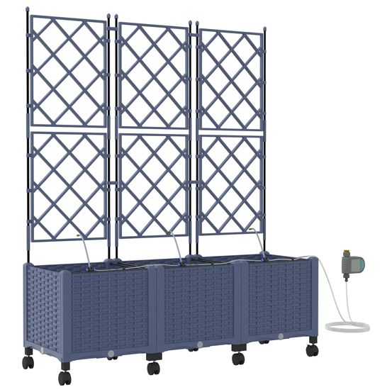 Porte-plante de jardin avec irrigation et roues 3 pc gris pp
