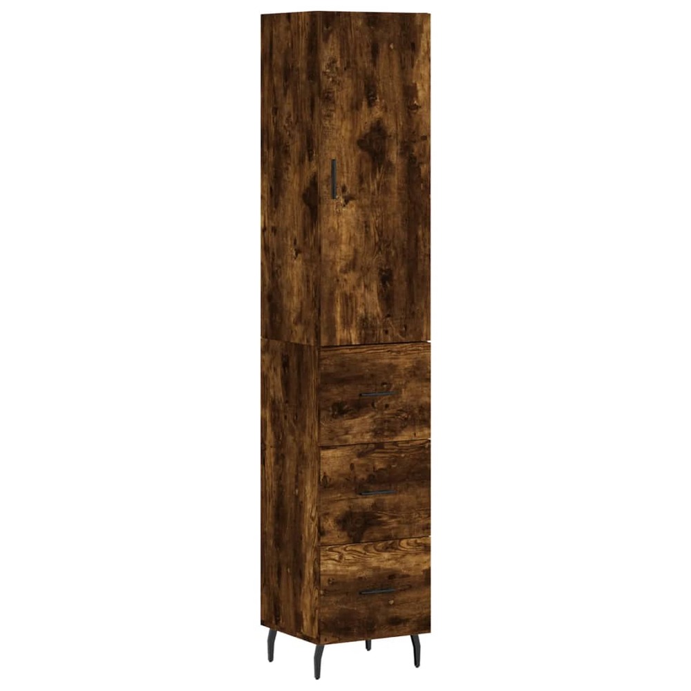 Buffet bahut commode armoire meuble de rangement organisateur cuisine salle de séjour salon haut 34,5 x 34 x 180 cm bois d'in