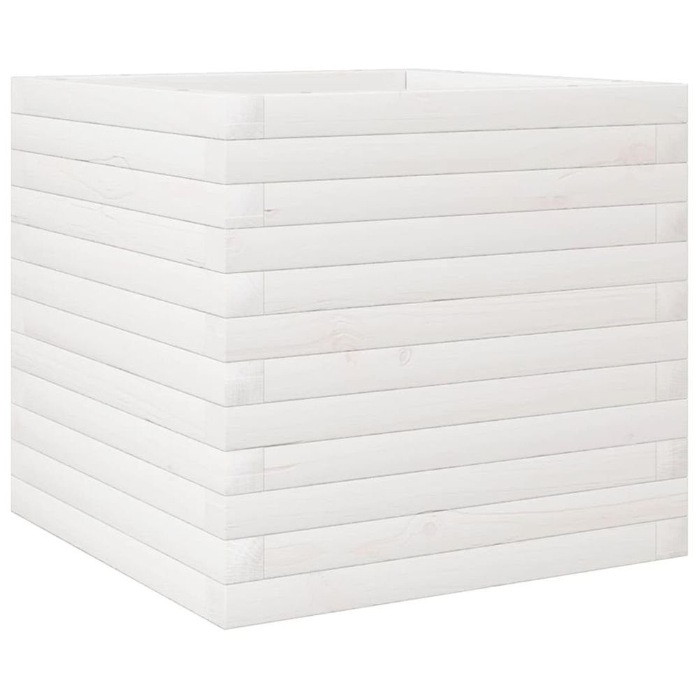 Jardinière d'extérieur blanc 50x50x45,5 cm bois de pin massif