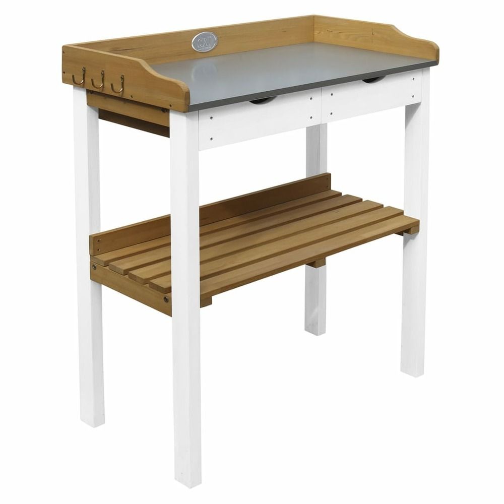 Table de rempotage avec 2 tiroirs marron et blanc