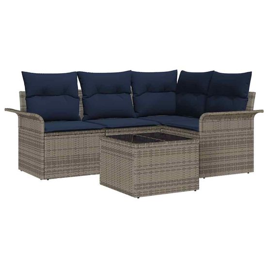 Ensemble de canapé de jardin 5 pc gris polyrotin