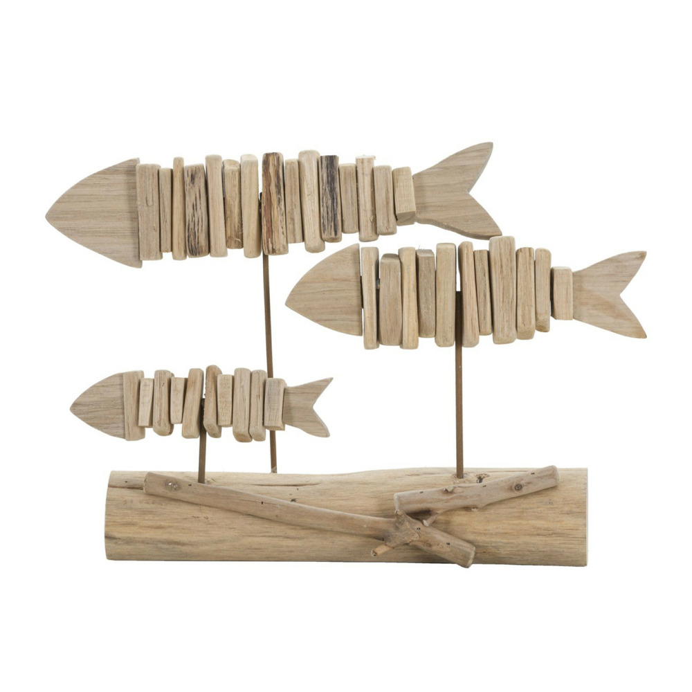 Statuette banc de poisson en bois 