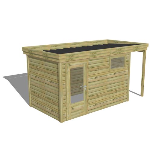 Abri de jardin bois pin traité autoclave 27mm - 4,44x2,14m / 10m2 - bac acier - abri français