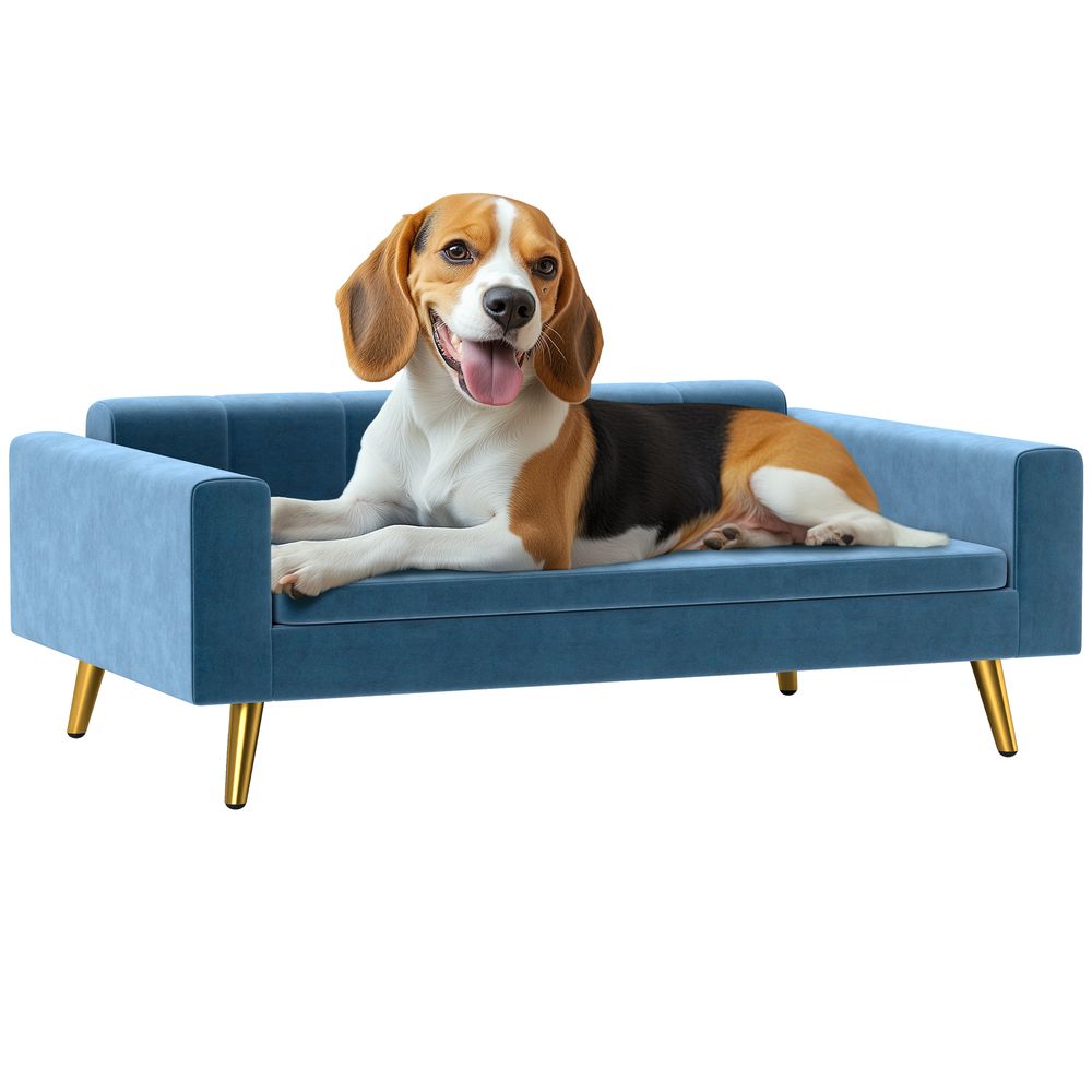 Canapé lit en velours design scandinave chien chat grand confort 94x60cm bleu - comfortxl outdoor living