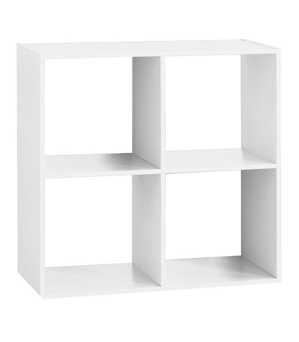 Meuble étagère 4 cases de rangement blanc h 67.5 cm