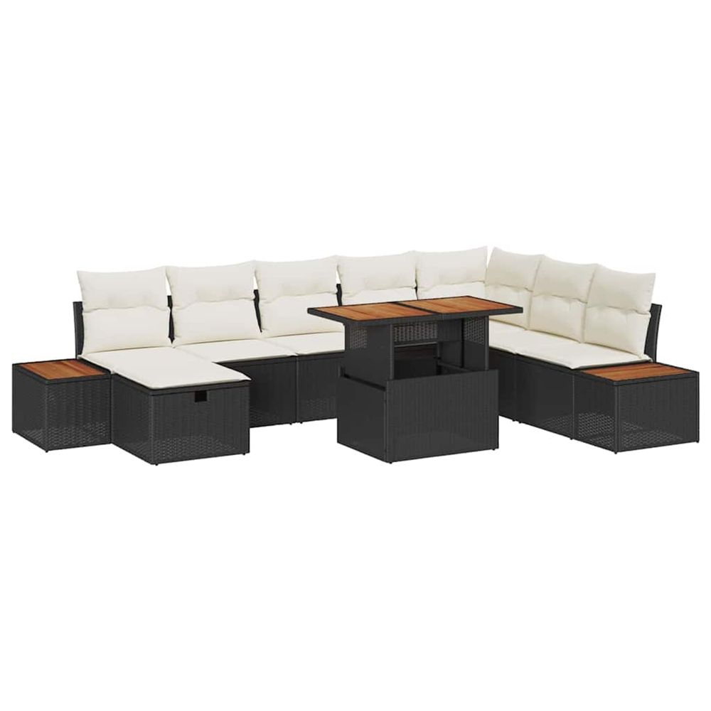 Ensemble de canapé de jardin 9 pc noir polyrotin
