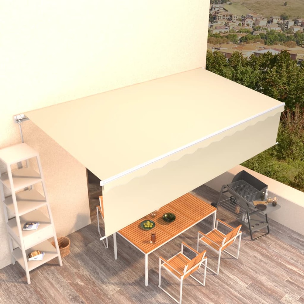 Auvent manuel rétractable avec store 6x3 m crème