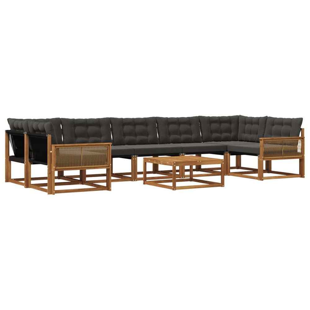 Ensemble de canapés d'extérieur 8 pcs naturel et noir