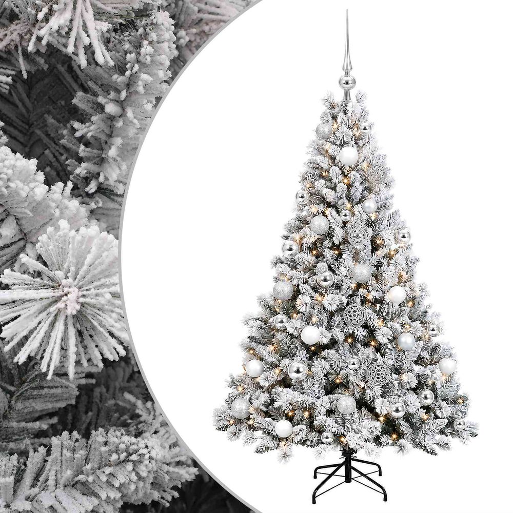 Arbre de noël artificiel avec boule 150 cm 150 led blanc chaud