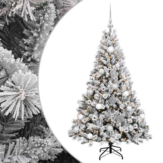 Arbre de noël artificiel avec boule 150 cm 150 led blanc chaud