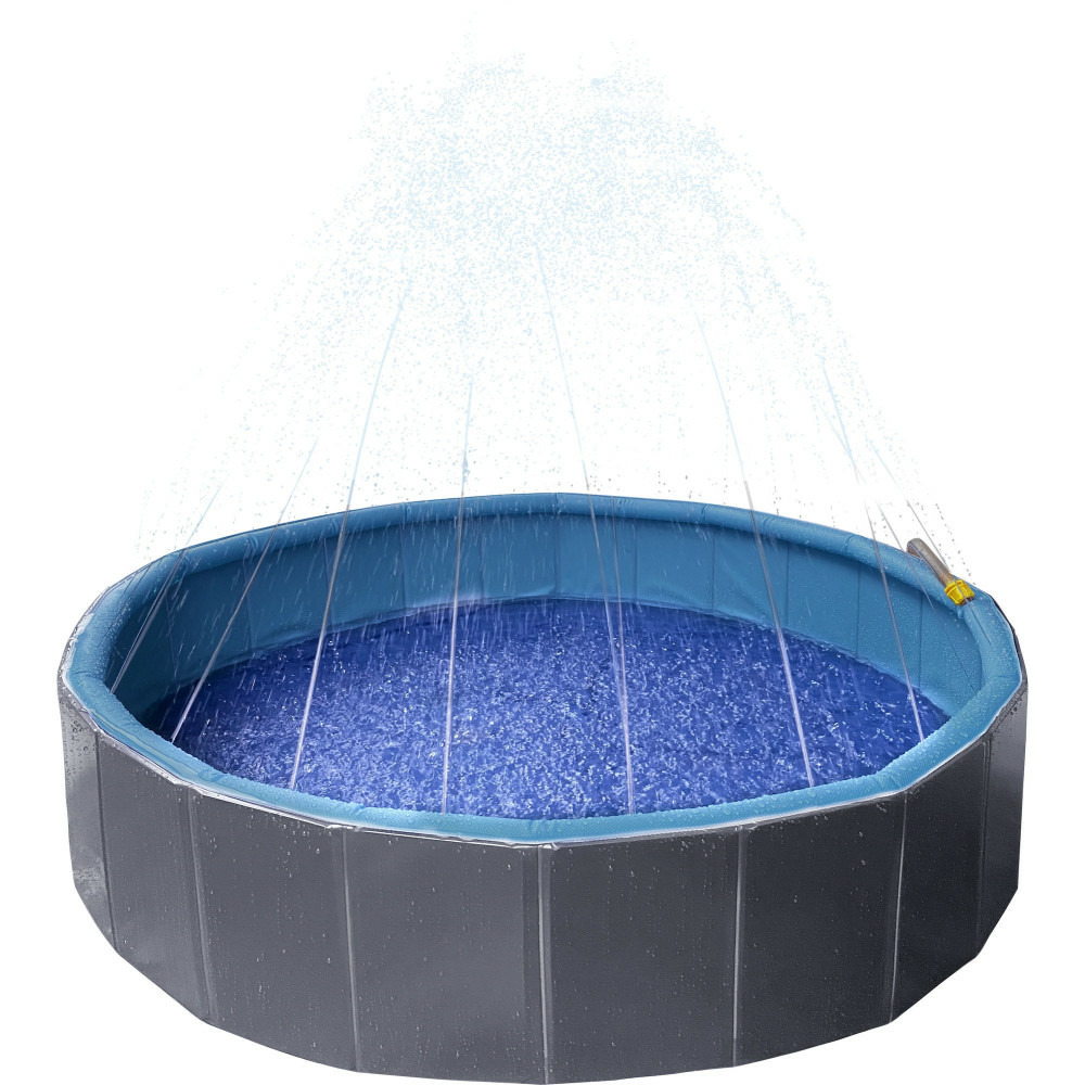 Piscine avec jet d'eau ø 80 x 20 cm bleu et gris pour chien