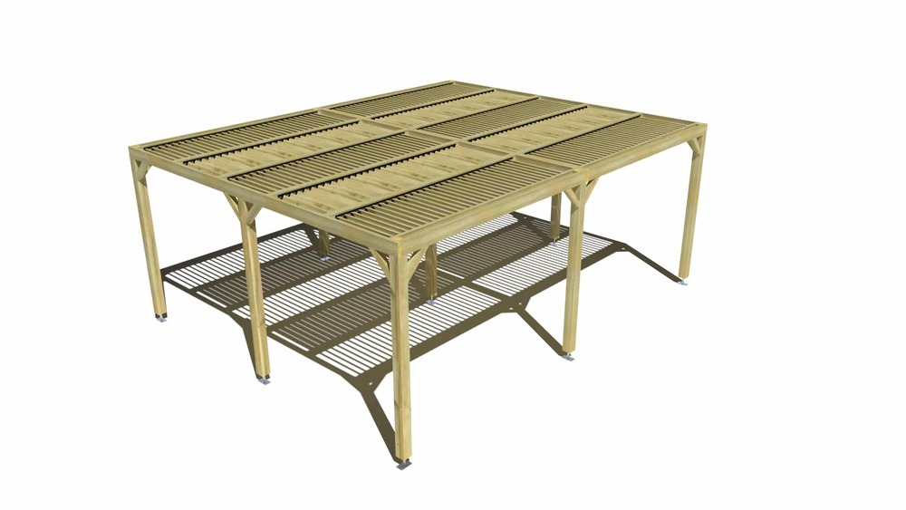 Pergola bois • 6m x 5m • indépendante • sens largeur • lames orientables bioclimatiques incluses • livraison comprise