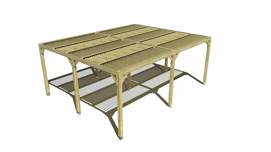 Pergola bois • 6m x 5m • indépendante • sens largeur • lames orientables bioclimatiques incluses • livraison comprise