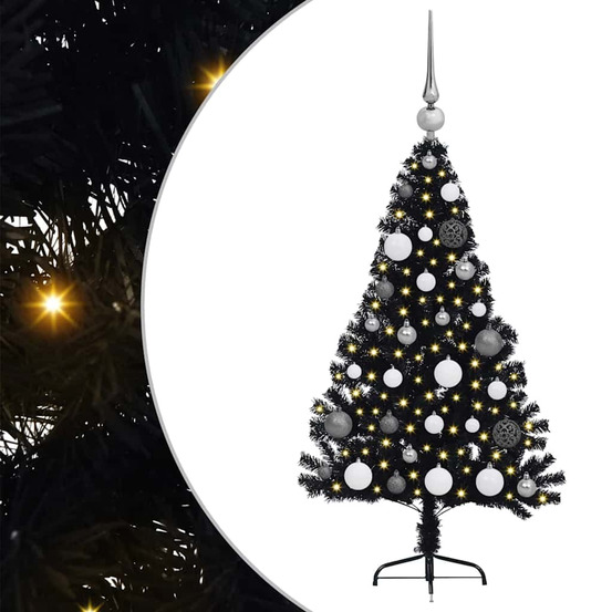Sapin de noël artificiel pré-éclairé noir 120 cm pvc