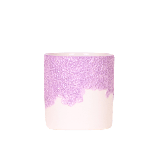 Cache-pot céramique en relief floral - courbes douces et coloris tendres - pot de 9cm - lilas