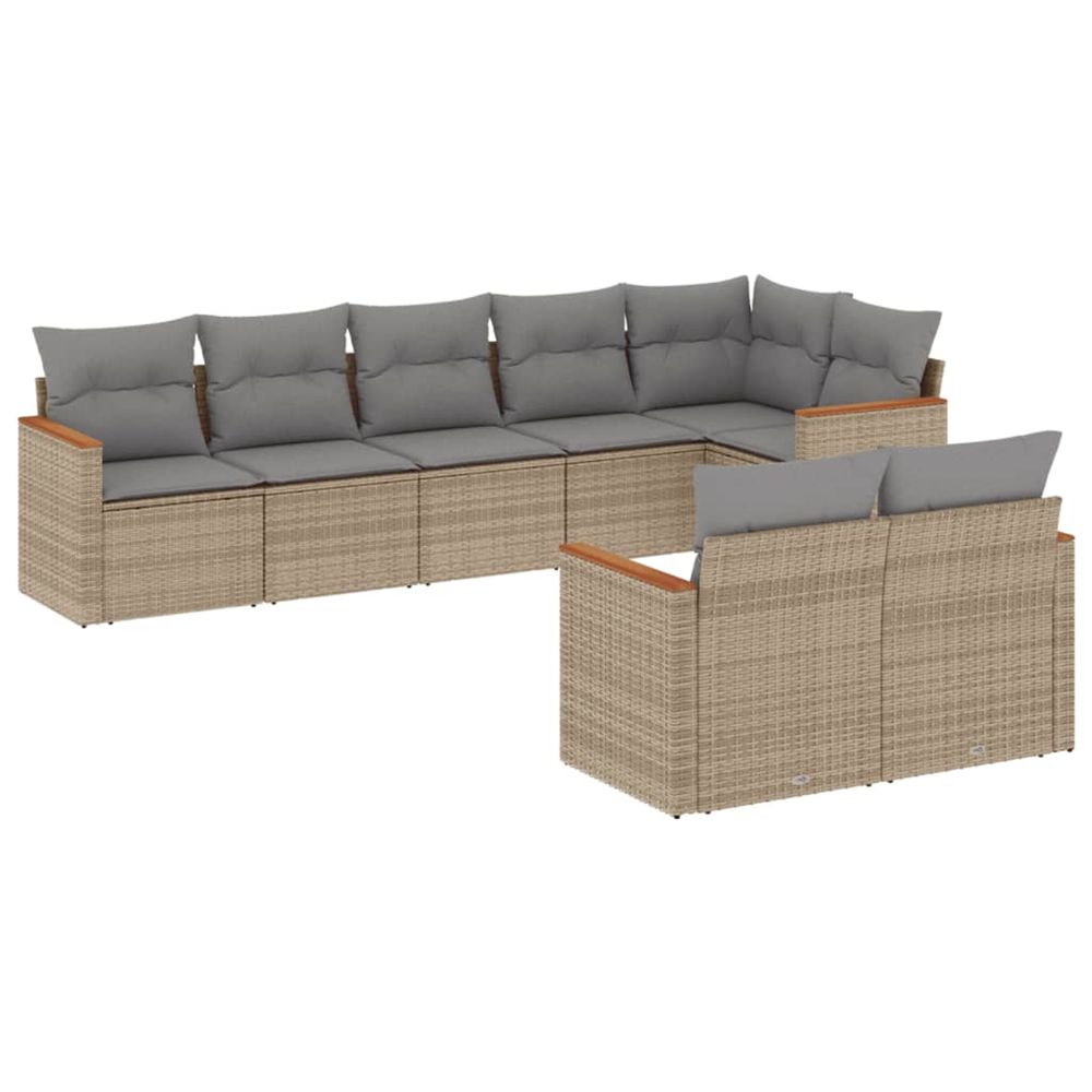 Salon de jardin avec coussins 8pcs mélange beige résine tressée